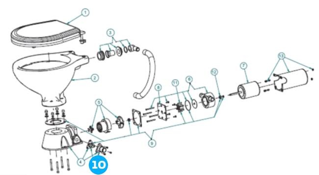 Johnson Afvoertule en terugslagklep kunststof voor elektrisch toilet