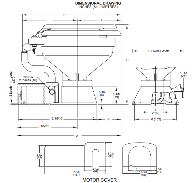Jabsco Economy Regular elektrisch  toilet 24V (37010-4094)