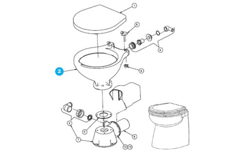 Johnson Pump toiletpot voor scheepstoilet Johnson compact model