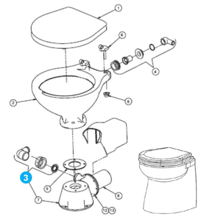 Johnson Pump uitlaatknie Ø38-90° met terugslagklep