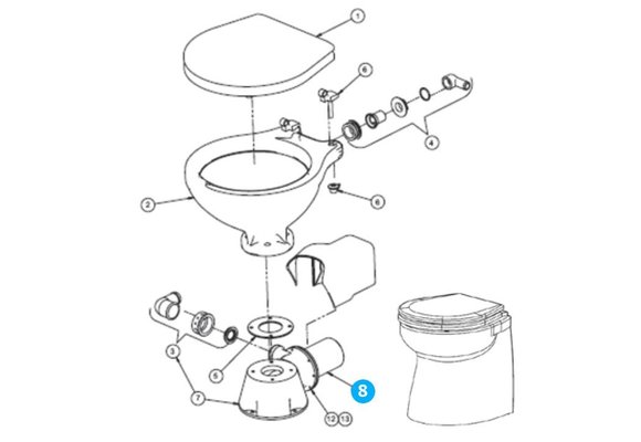 Johnson Pump motor 24V voor scheepstoilet Johnson premium model