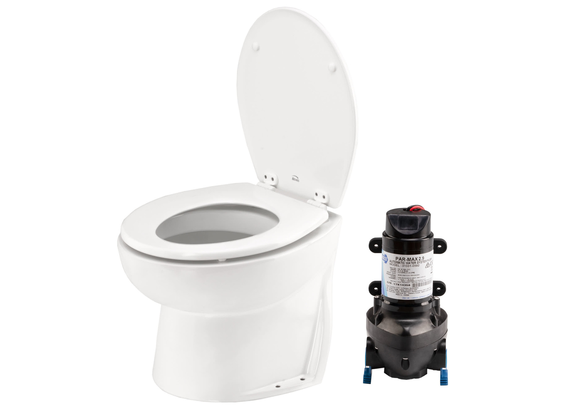 Jabsco De Luxe 14" elektrisch toilet 24V | schuin met spoelwaterpomp (58260|1024)