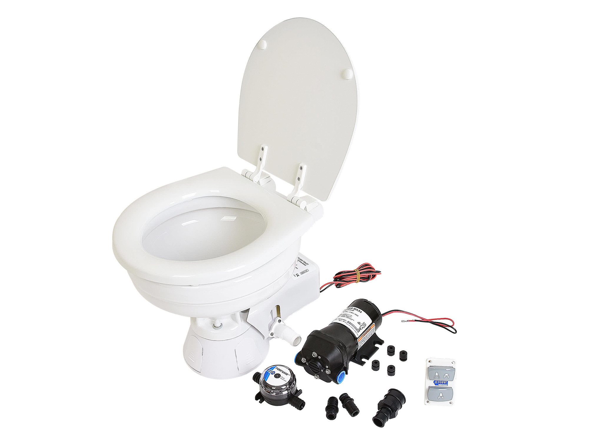 Jabsco Quiet Flush Stil Compact elektrisch toilet 24V | met spoelwaterpomp (37245-3094)