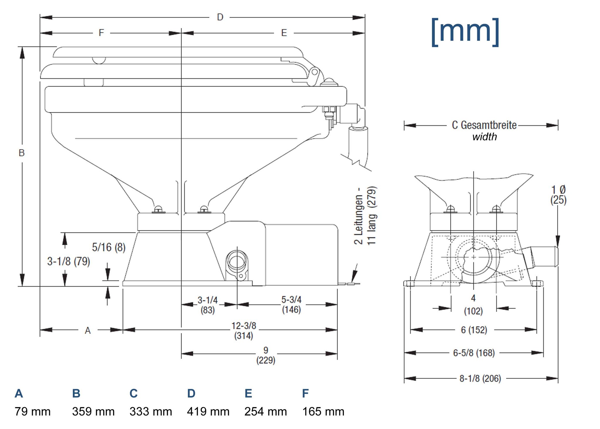 Jabsco Quiet Flush Stil Compact elektrisch toilet 24V | met spoelwaterpomp (37245-3094)
