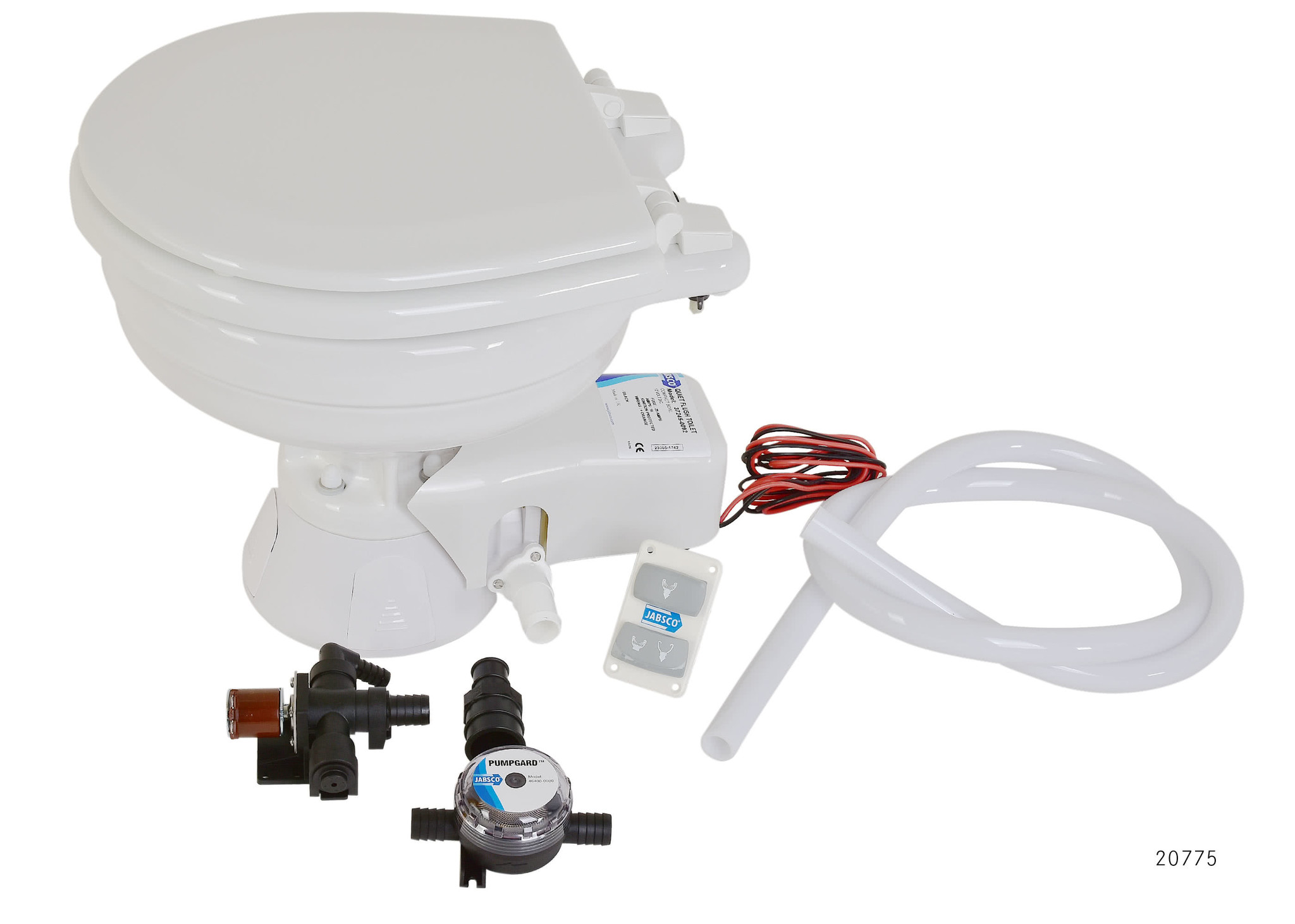 Jabsco Quiet Flush Regular elektrisch toilet 24V met solenoid (37045-4094)