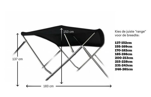 RVS Biminitop Navy hoogte 137 cm