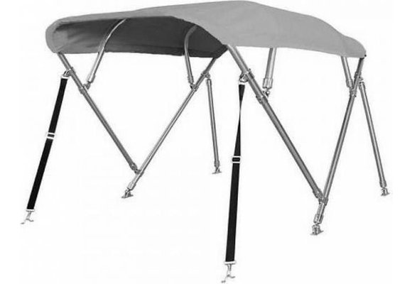 RVS Biminitop Licht Grijs 4 bogen Hoogte 117 cm