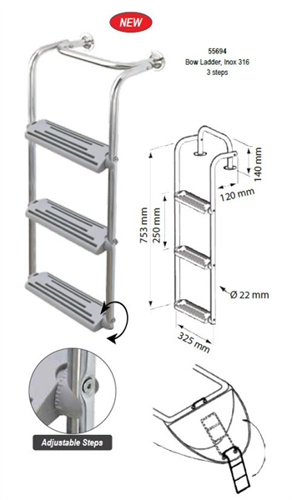 RVS Zwemtrap kantelbaar aan trede - 3 treden
