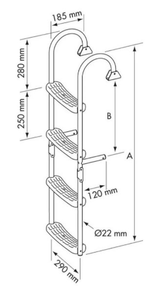 Zwemtrap RVS 2 vast & 3 klap treden