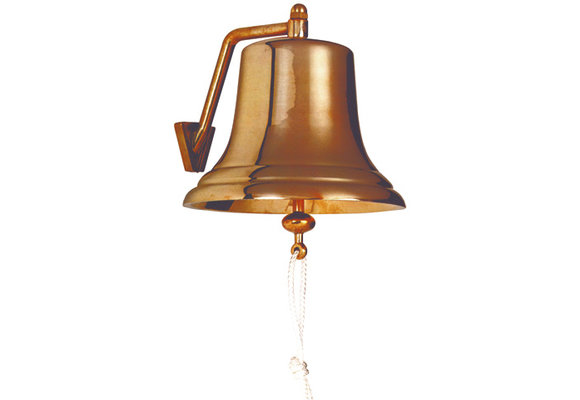 Scheepsbel met houder messing 21cm