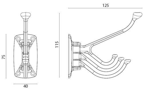 Kapstok met 4 haken | Chroom