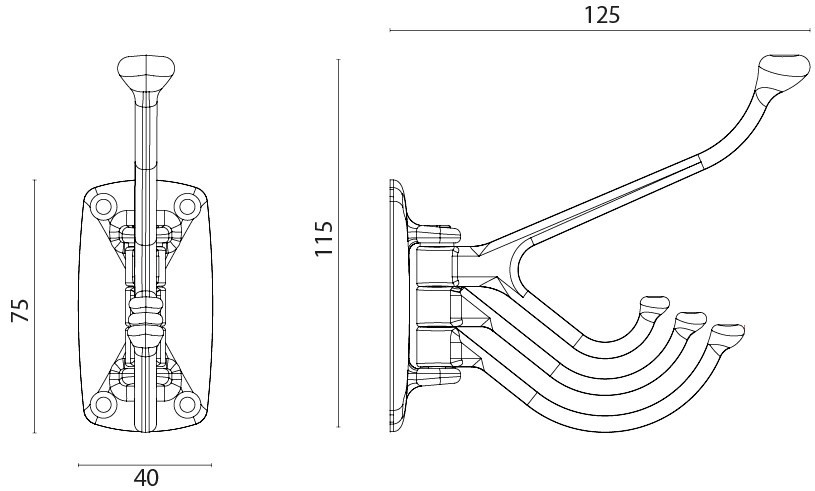 Kapstok met 4 haken | Chroom
