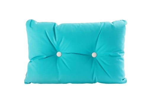 Bootkussen - Kussen met knopen | Turquoise met wit