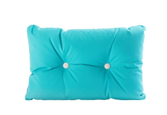 Bootkussen - Kussen met knopen | Turquoise met wit