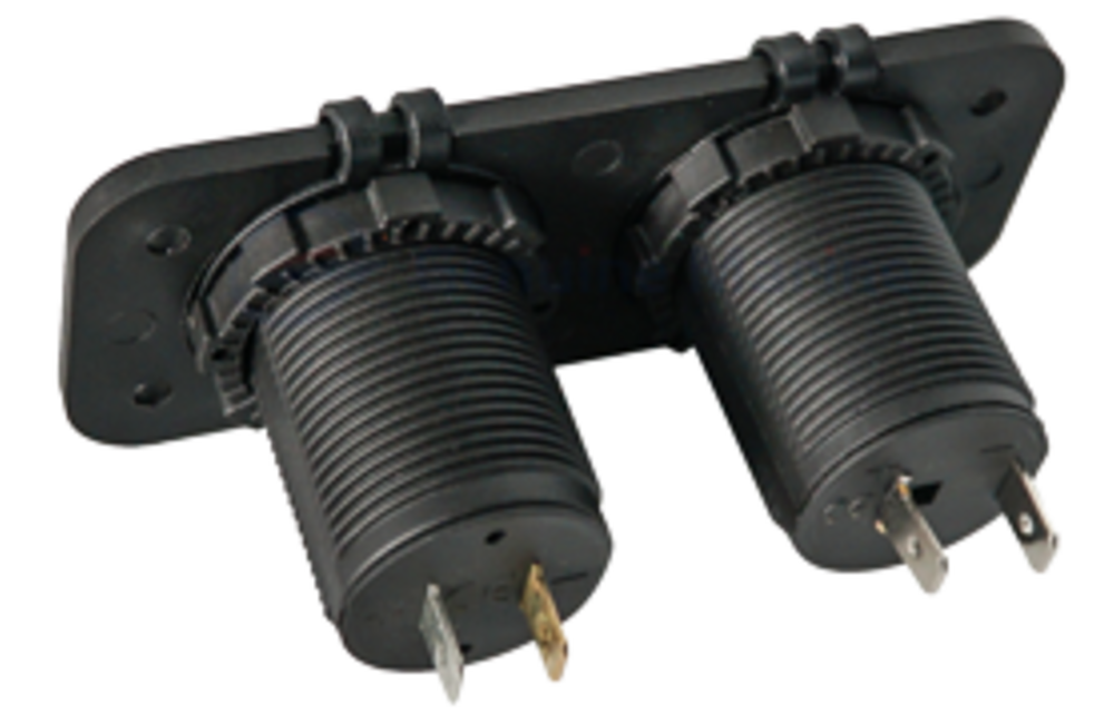 Allpa Waterdichte DC inbouw stopcontact , 1x 12V ingang & 2x USB (dubbel)
