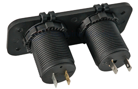 Allpa Waterdichte DC inbouw stopcontact , 1x 12V ingang & 2x USB (dubbel)