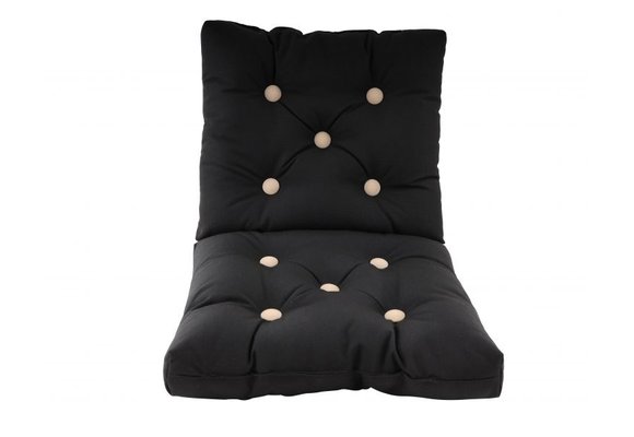 Zitkussen | Zwart met bruine knopen | Dubbel