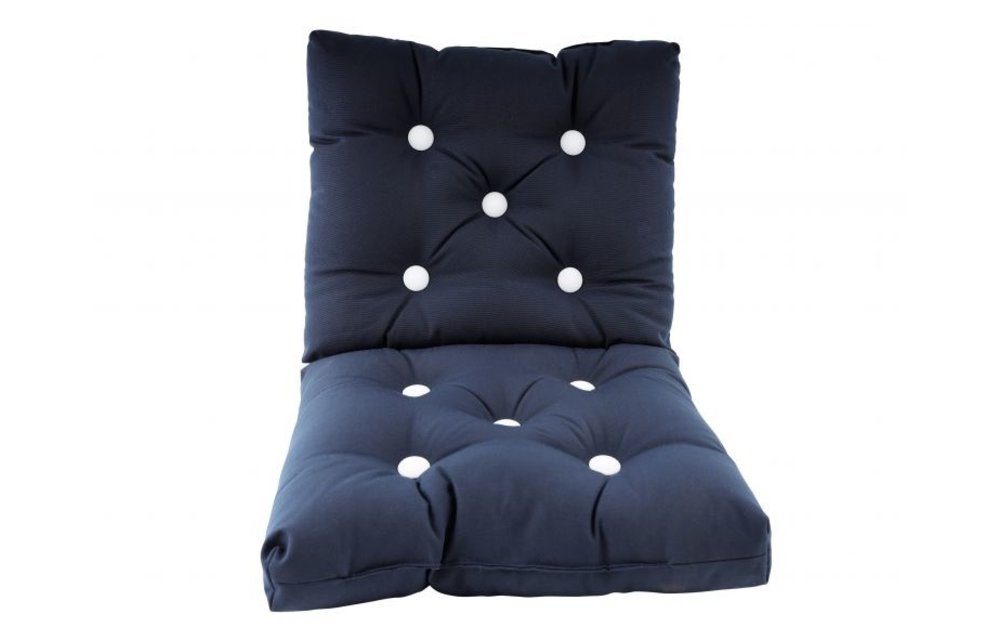 Zitkussen Navy met Witte Knopen - Dubbel