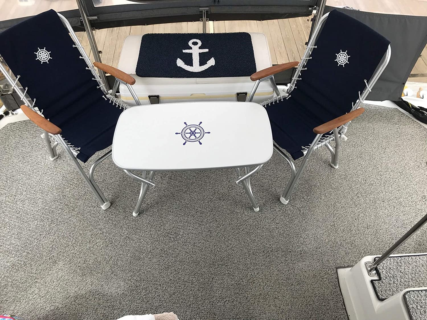 2 stuks nautische dekstoel | Blauw