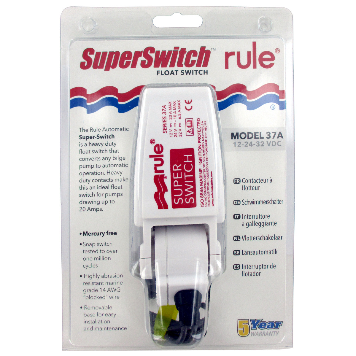 37A Rule Super Switch Vlotterschakelaar 20 amp