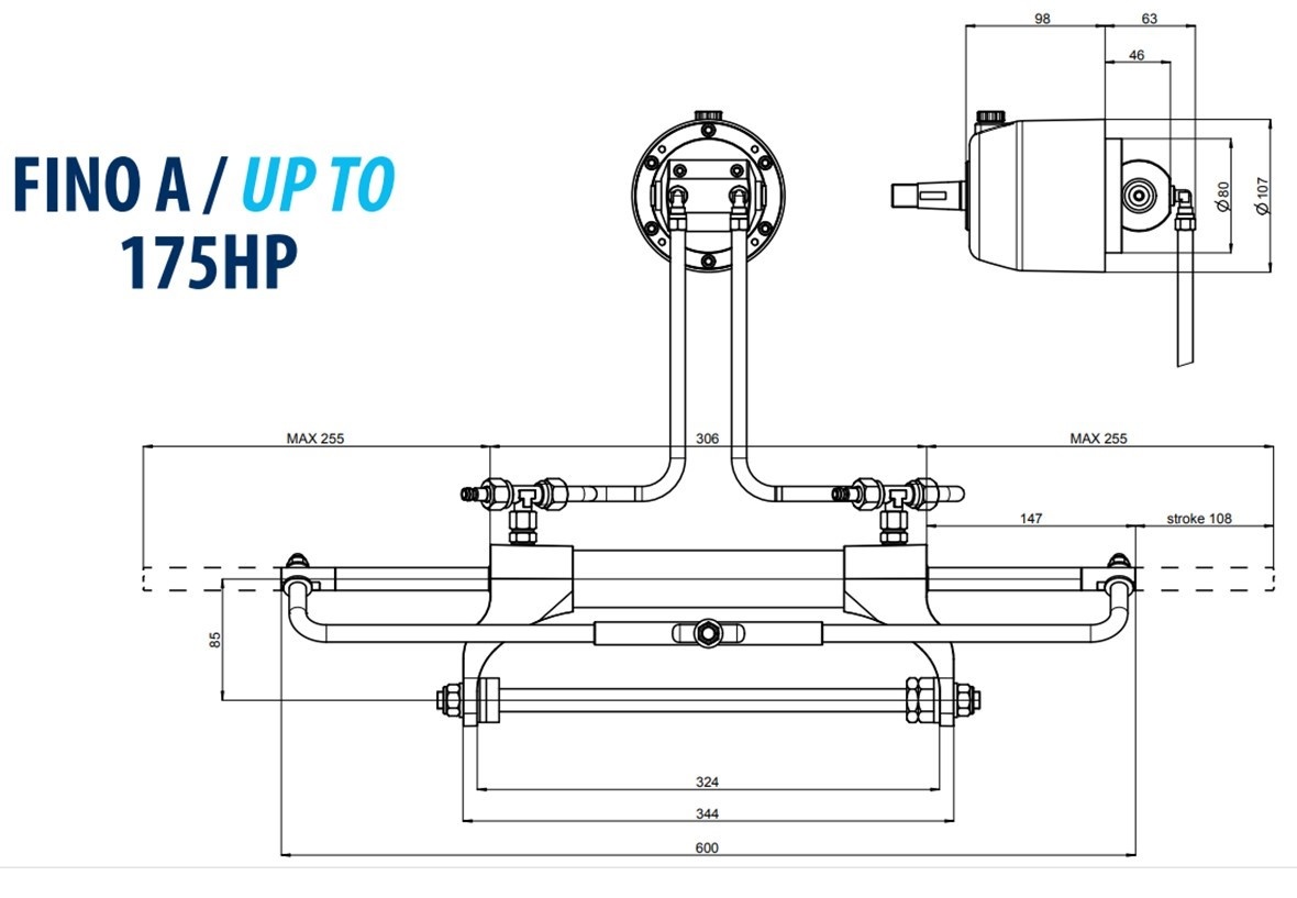 Hydraulische Stuurset tot 175PK (complete set)