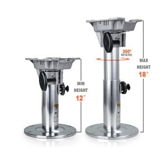 Boottotaal Deluxe verstelbare stoelpoot H=300-450mm 360º draaibaar aluminium