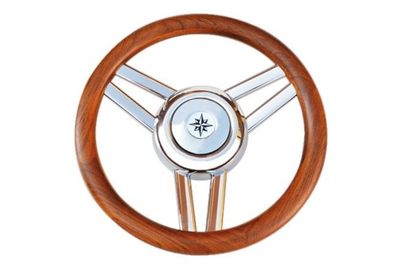 3-Spaaks stuurwiel "Model 26L" RVS met houten rand