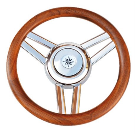 3-Spaaks stuurwiel "Model 26L" RVS met houten rand