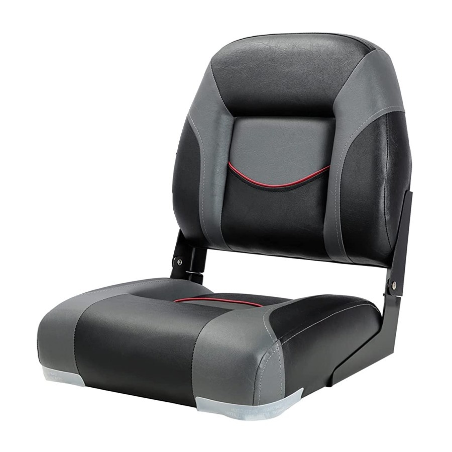 Bootstoel High Back antraciet met rode bies