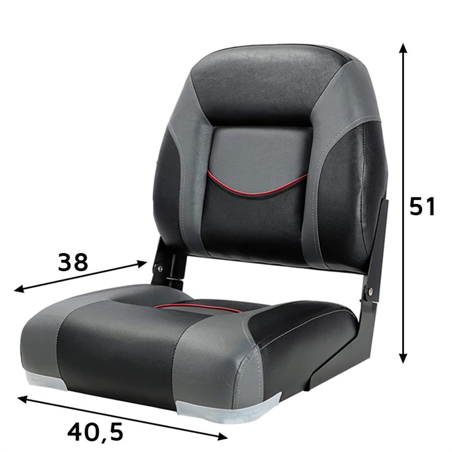 Bootstoel High Back antraciet met rode bies