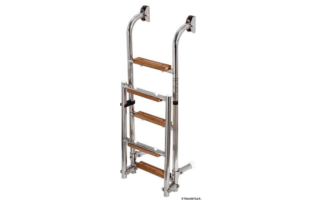 RVS zwemtrap opklapbaar teak