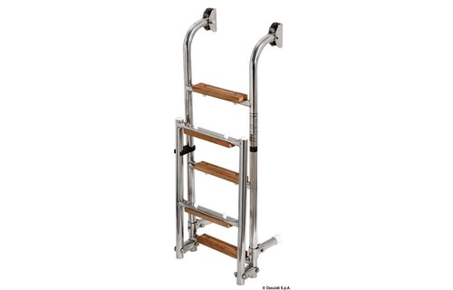 RVS zwemtrap opklapbaar teak