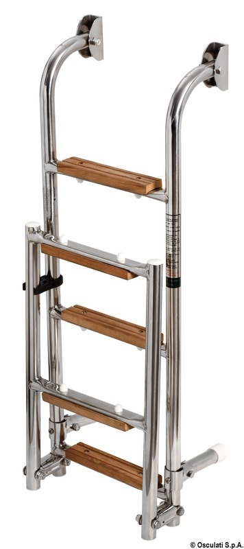 RVS zwemtrap opklapbaar teak