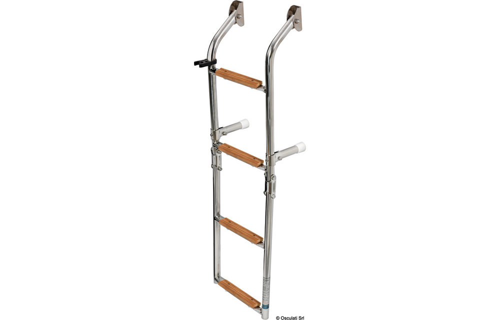 RVS zwemtrap opklapbaar teak