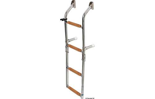 RVS zwemtrap opklapbaar teak