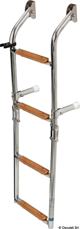 RVS zwemtrap opklapbaar teak