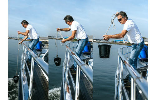 Rubber puts, 7,5l, met gegalvaniseerde beugel en puntkous