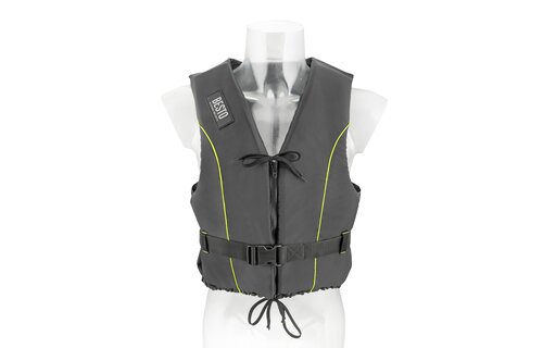 Besto Dinghy Zipper zwemvest 50N Zwart/Gele streep