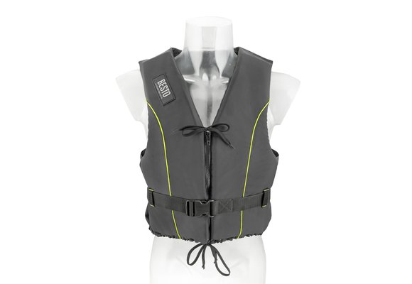 Besto Dinghy Zipper zwemvest 50N Zwart/Gele streep