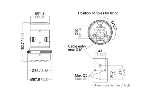 AS Serie 34 LED driekleur /anker