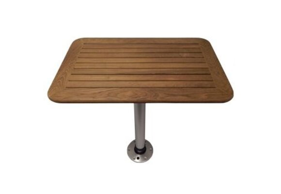 Tafel Teak 550x800x25mm set met poot (H=686mm) en voet