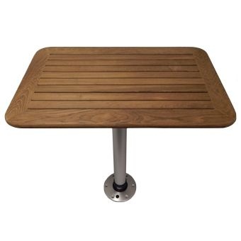 Tafel Teak 550x800x25mm set met poot (H=686mm) en voet