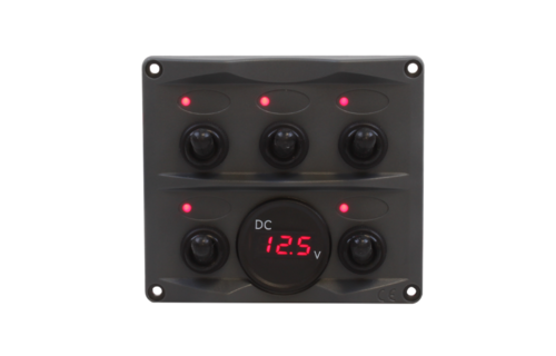 Schakelpaneel antraciet met voltmeter 12/24V