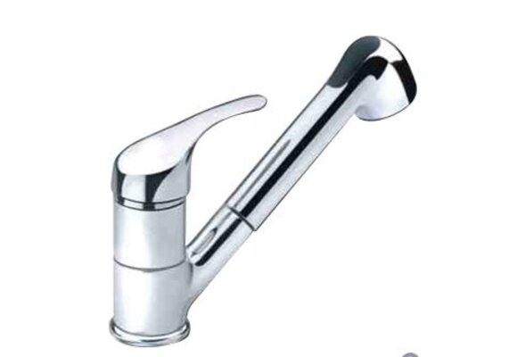 Verchroomde mengkraan met uitneembare handdouche