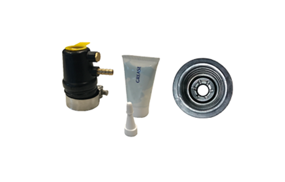 Rubber schroefas-seal met water- en vetinlaat,