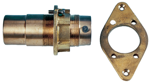 Bronzen buitenlager met contraflens, voor schroefas