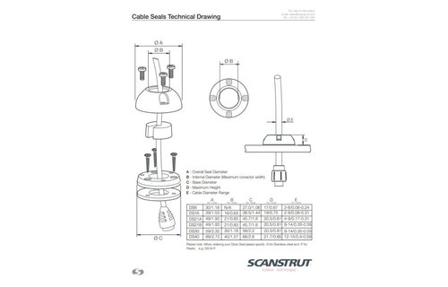 Scanstrut waterdichte dekdoorvoer verticaal - GRIJS