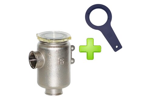 Messing-vernikkeld koelwaterfilter met RVS 316 zeef