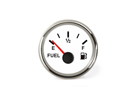 Hollex | Brandstofmeter 9-32V | Wit/RVS 0-190Ohm