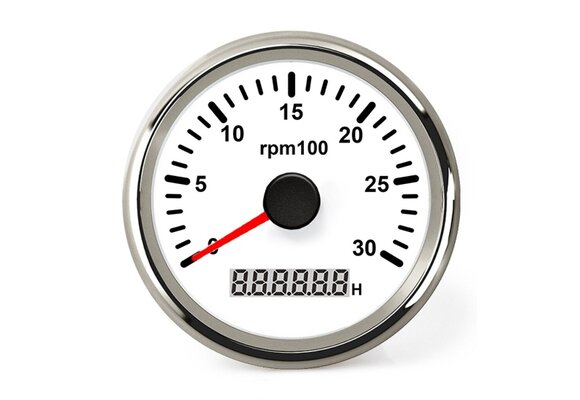 Hollex | Toeren/urenteller | Wit/RVS 9-32V 0-4000rpm